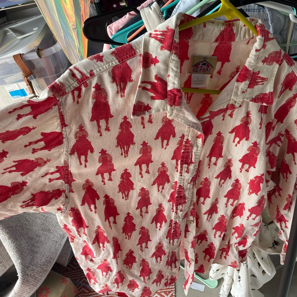 Red Cowboy Print Shirt